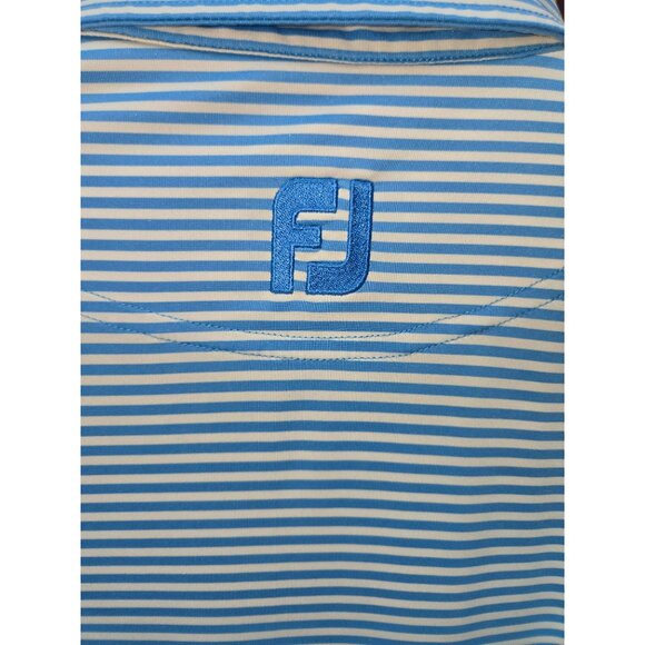 FOOTJOY FJ Men's Golf Polo Large Seawash Blue Striped - Picture 7 of 8